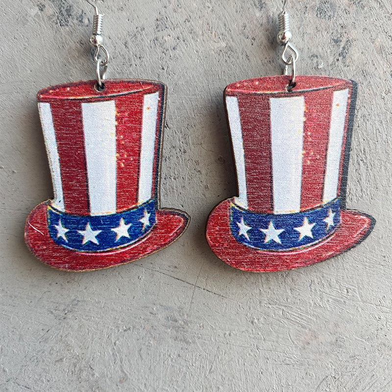 Wholesale 2 Pairs/Pack Independence Day Wooden Earrings